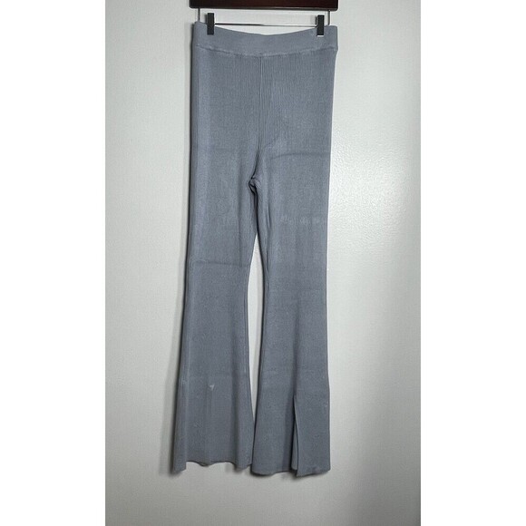 Abercrombie & Fitch Pants - ABERCROMBIE & FITCH Ribbed Knit Flare Pant Medium Blue Split Front Lounge Casual